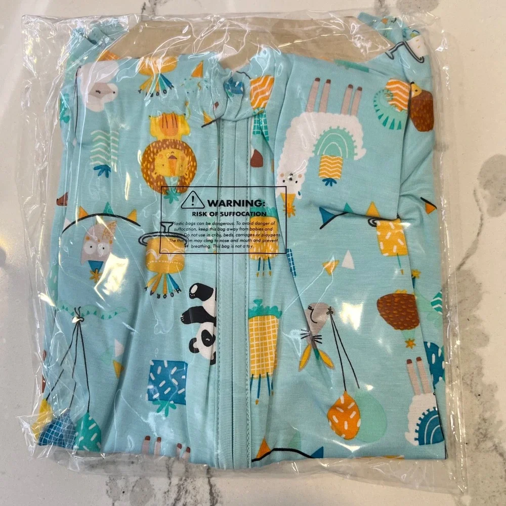 Little Sleepies | Play Blue Party Animals‎ Shorty Bamboo Zippy Size 2T NWT